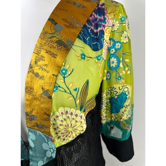 Spencer Alexis Silk Blend Kimono Top Asian Whimsical Fairy Artsy Women's Size XL - Picture 9 of 15